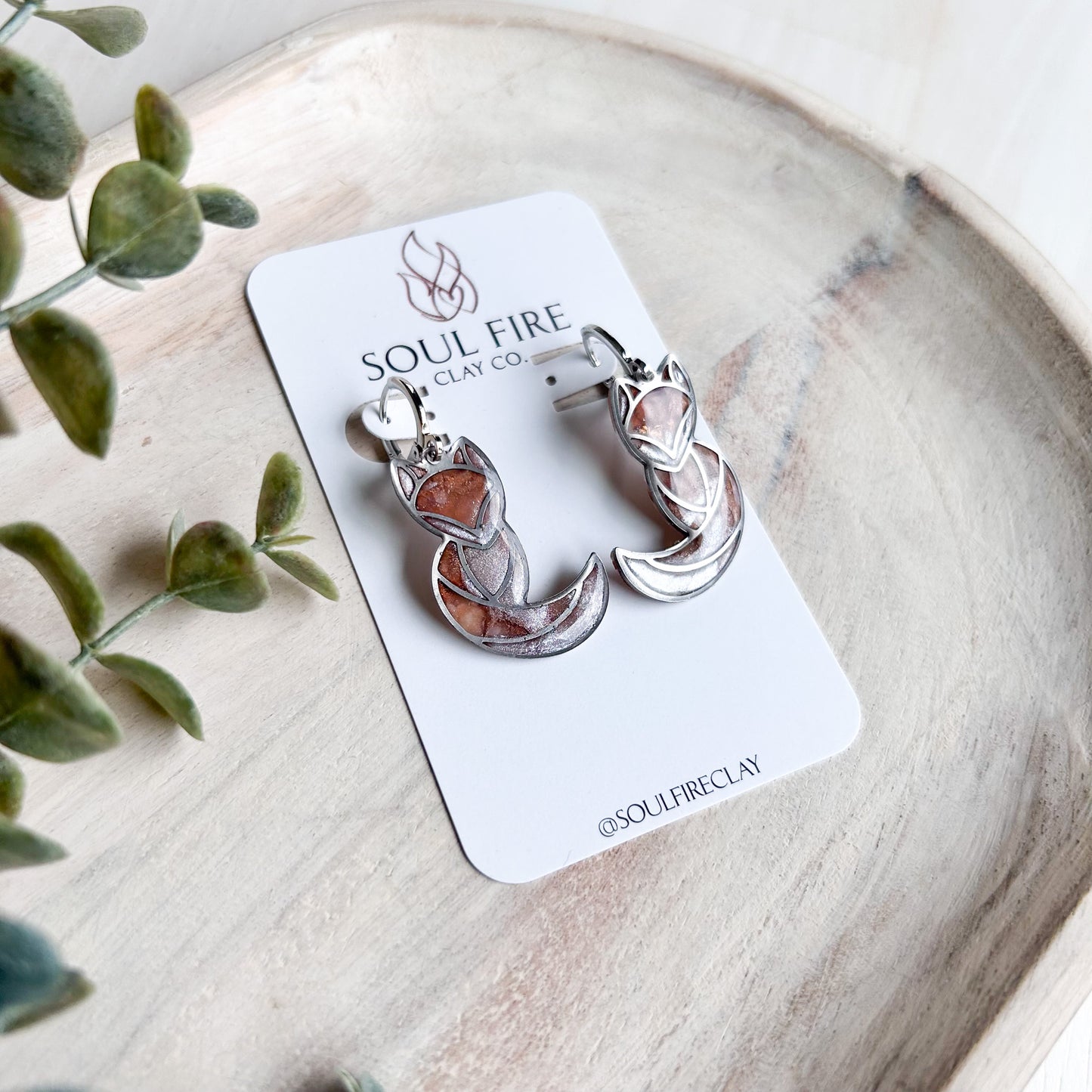 Marbled Fox Dangle- Statement Earrings