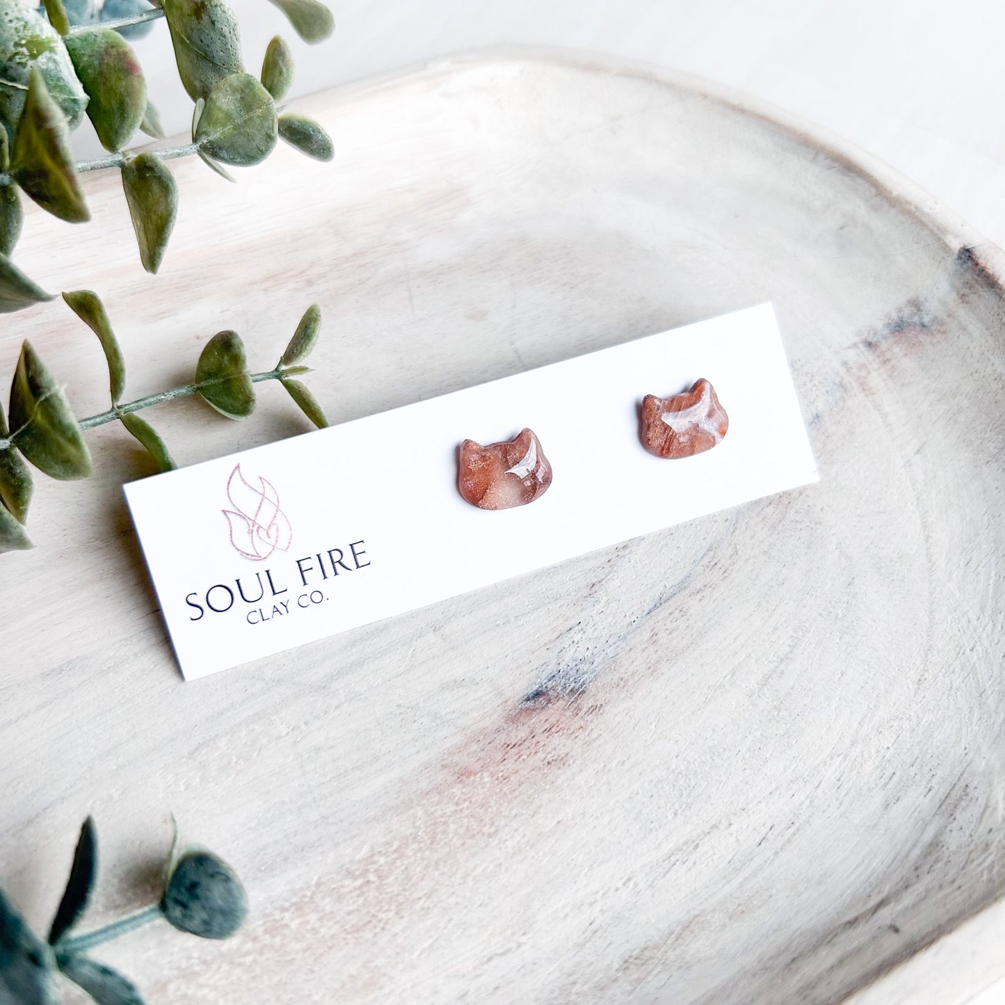 Fall Marbled Cat Stud - Statement Earrings