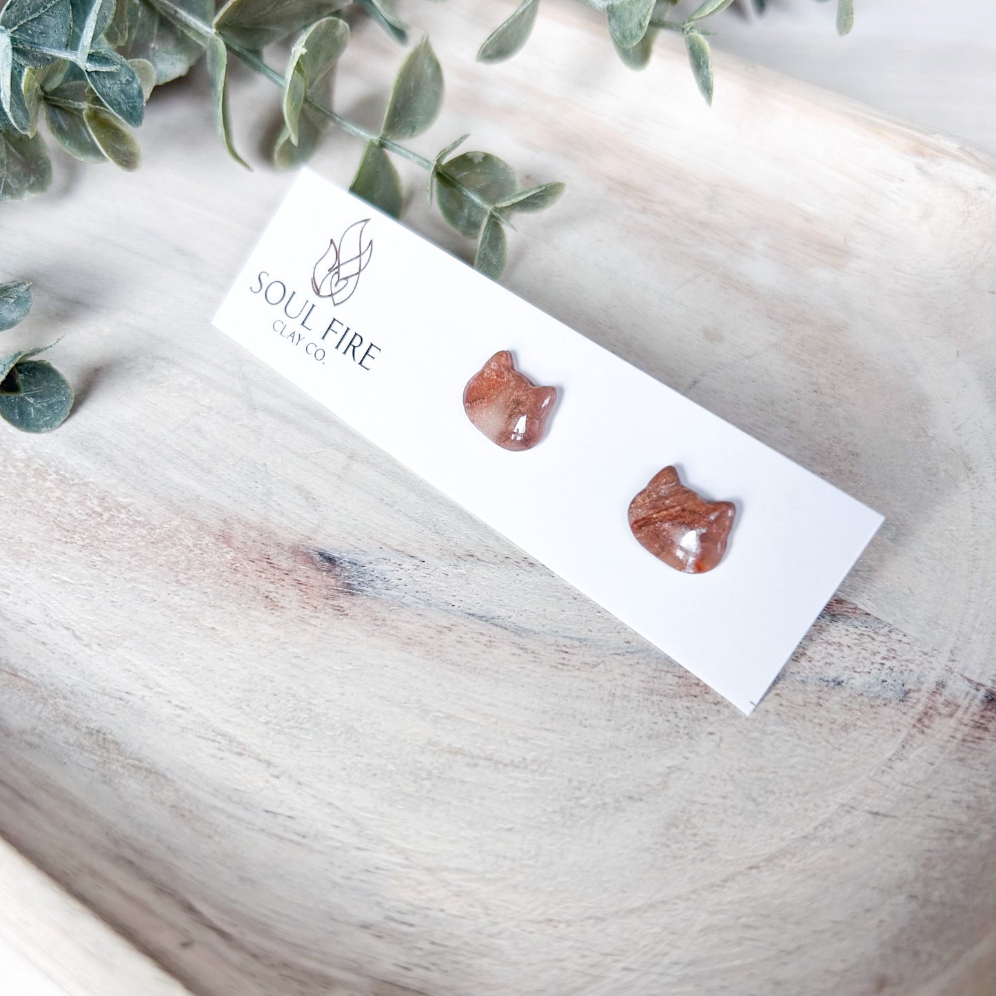 Fall Marbled Cat Stud - Statement Earrings