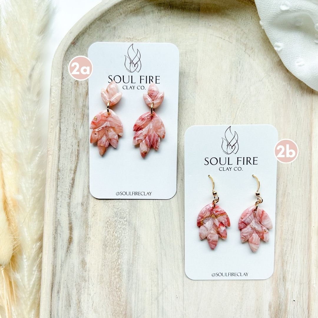 Mixed Pink Shades Marble statement Earrings
