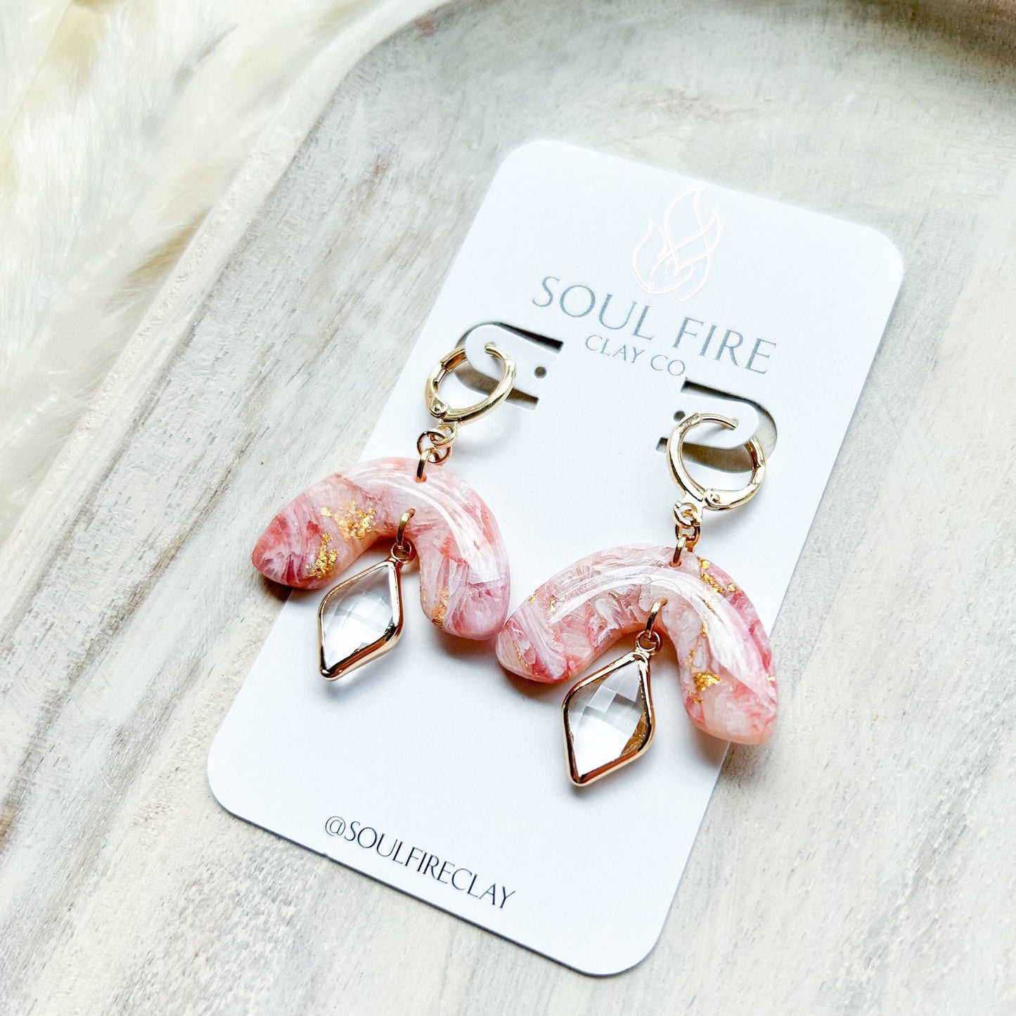 Mixed Pink Shades Marble statement Earrings