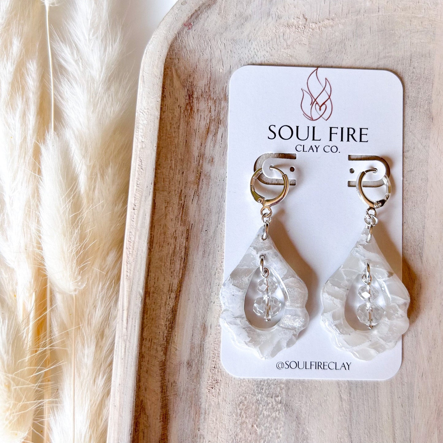 White & Silver Marble Statement Earrings