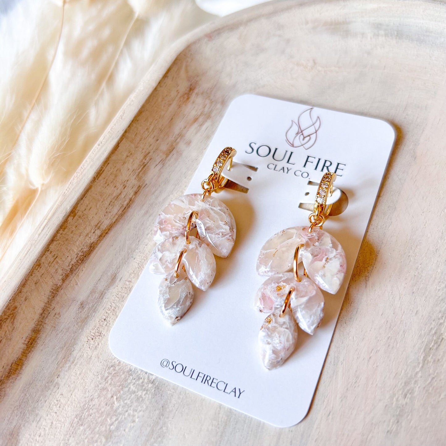 Light Pink Marble Statement Earrings