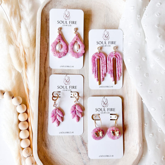 Pink Marble Statement Earrings