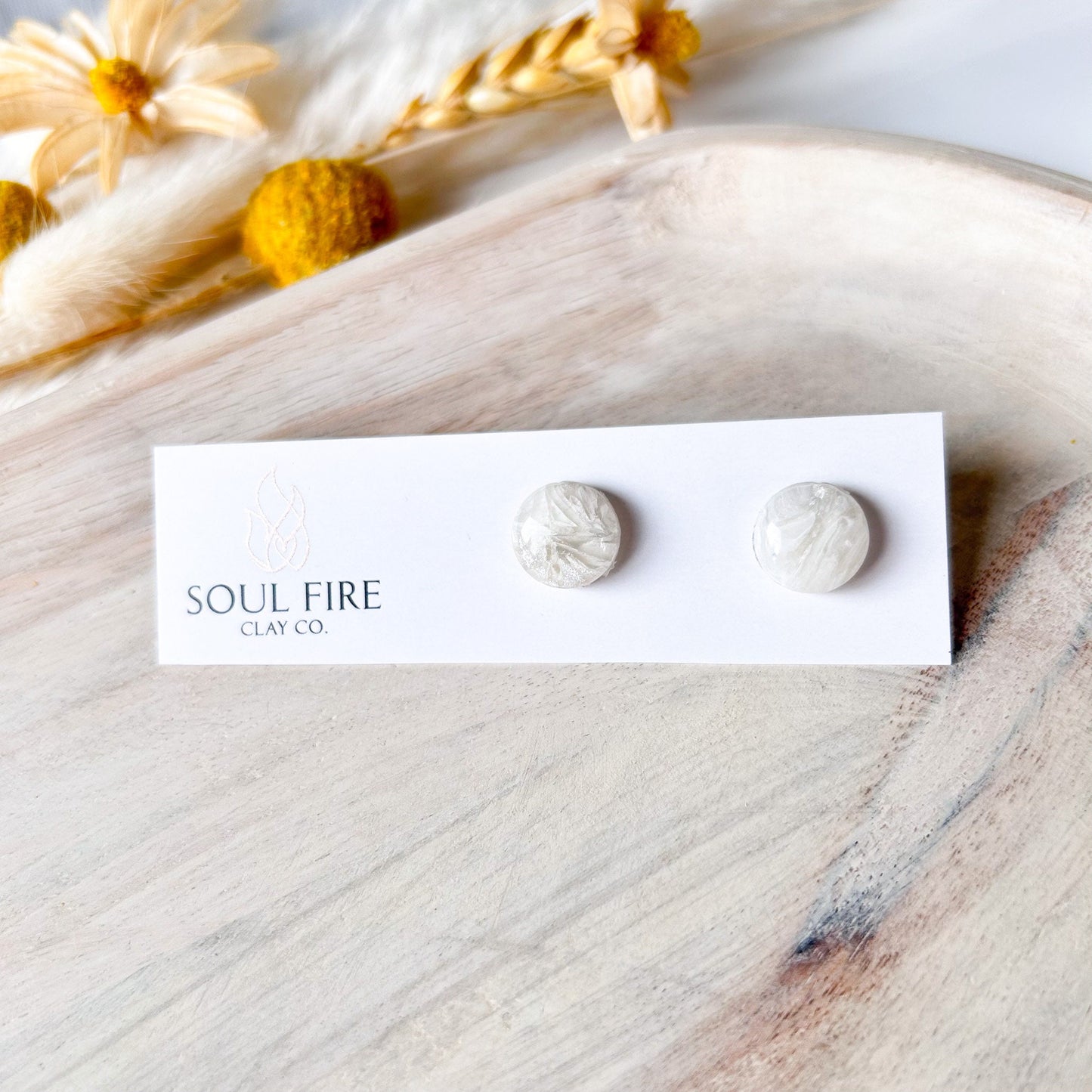 White & Silver Marble statement Earrings