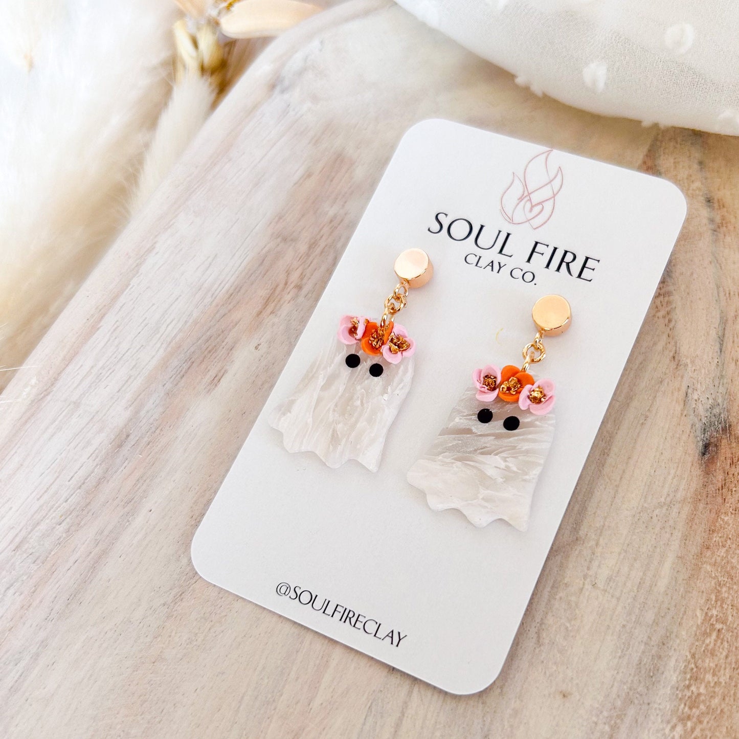 Boho Floral Transparent Ghost statement Earrings