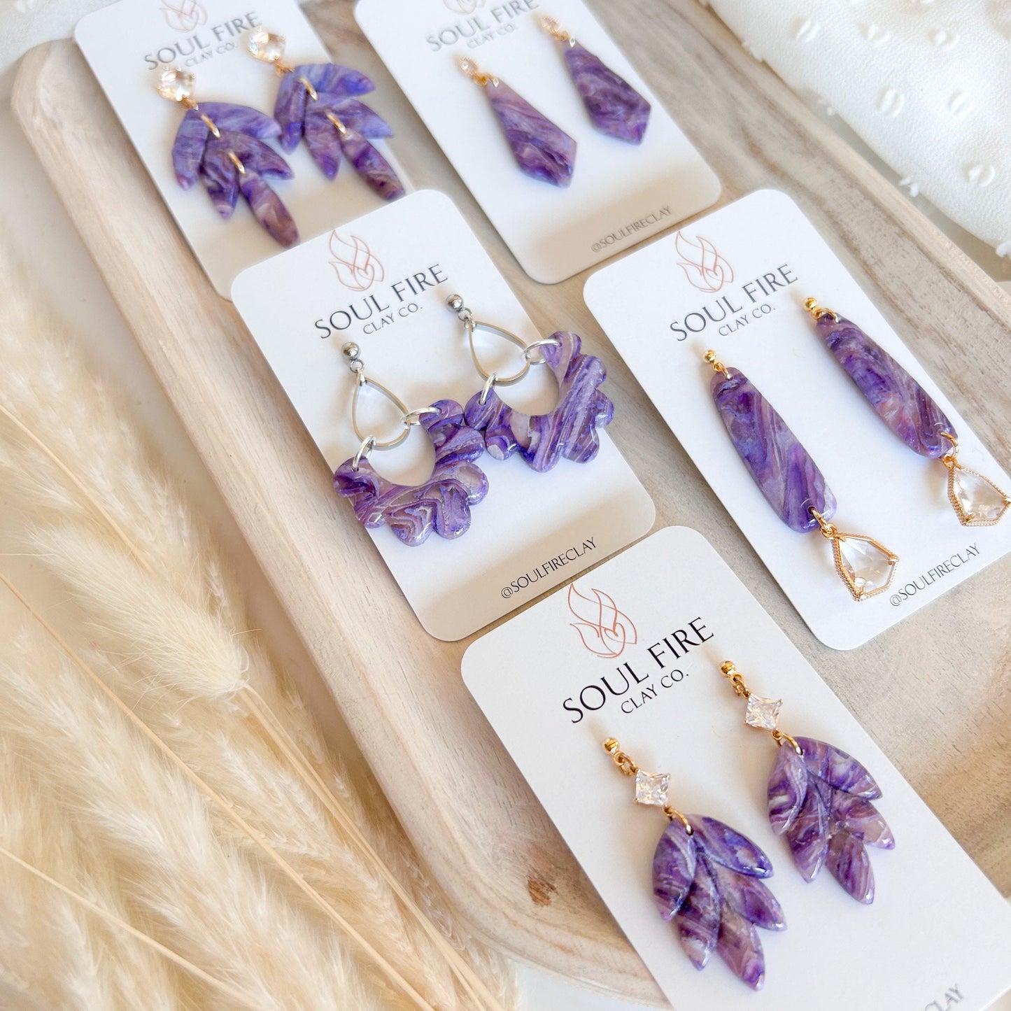 Purple Marble statement Earrings